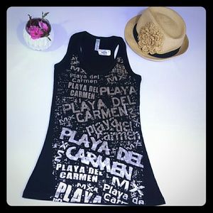 Playa Del Carmen Mexico Tank Silver Graphic Sz L